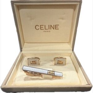 Celine Gold and Silver Cuff Links Set